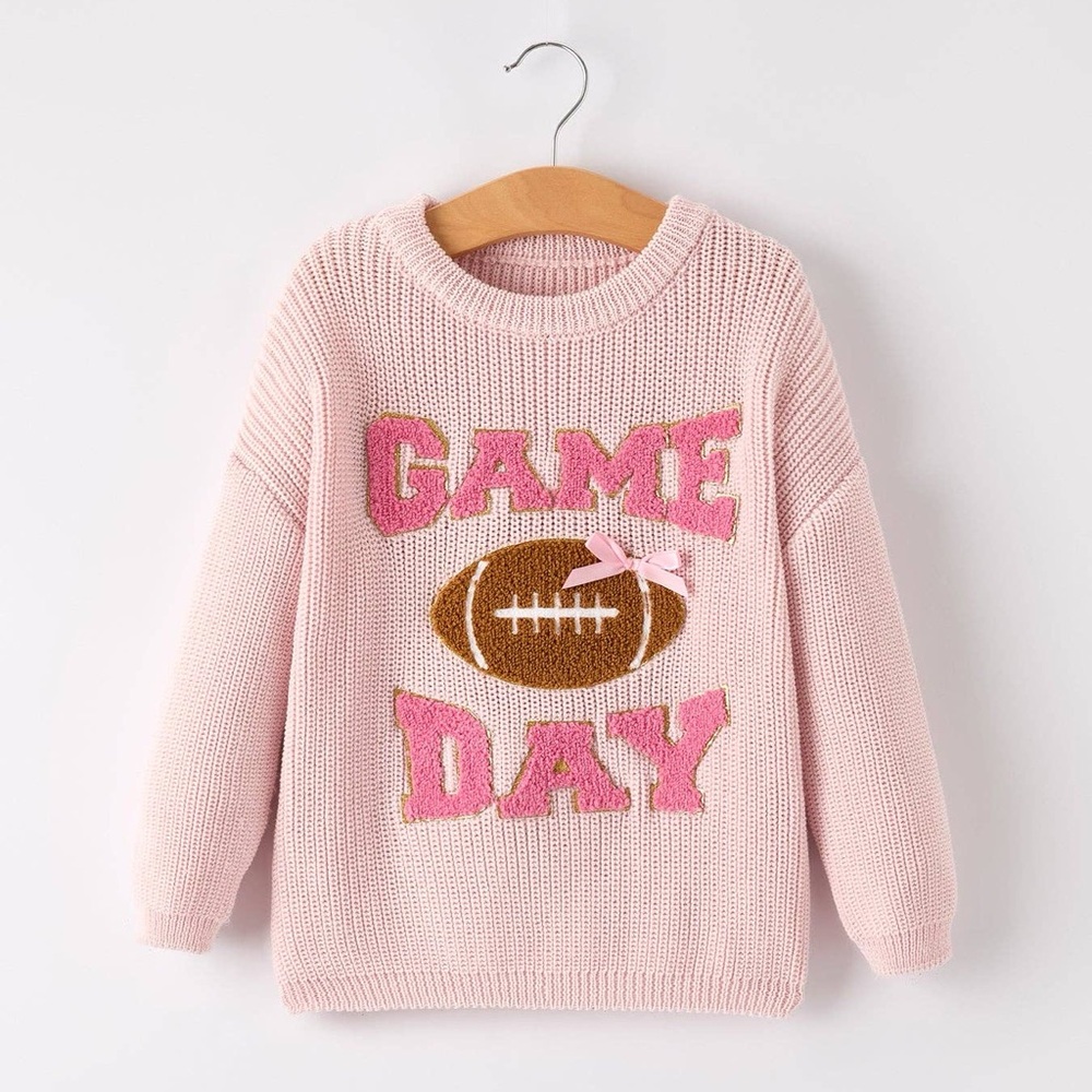 Rylee Faith Designs Toddler Girl Game Day Patch Knit Sweater 3 4 5 6